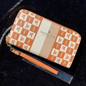 London Fog Orange and White Checkered Wallet